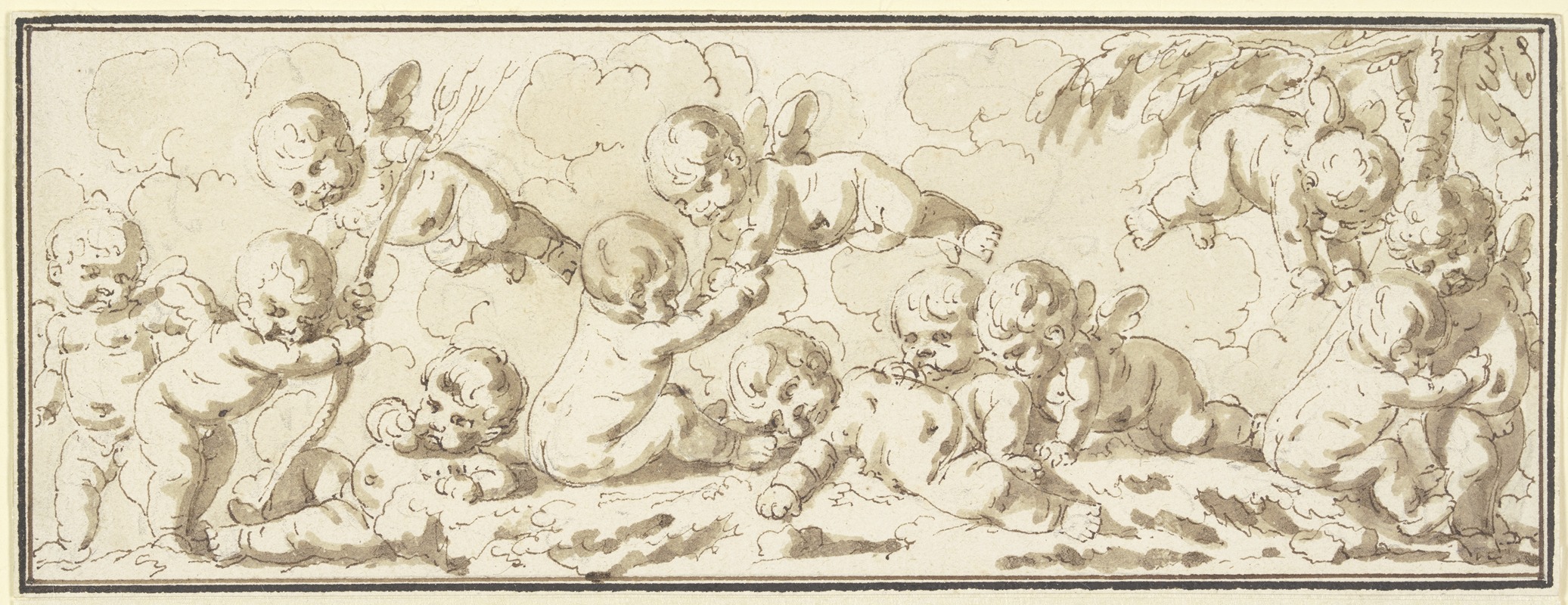 Zwölf spielende Amoretten by Louis-Felix de La Rue — digital art print download