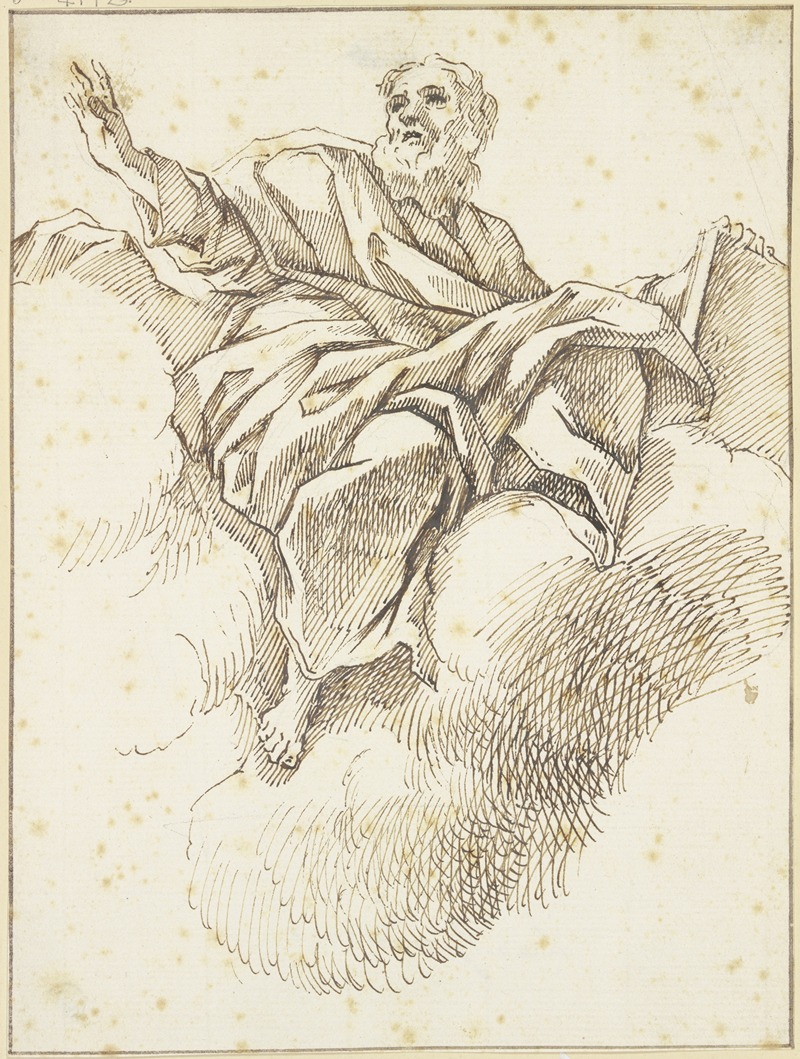 Prophet mit Buch auf Wolken schwebend by Лука Джордано — digital art print download