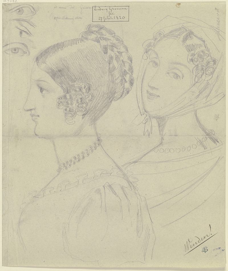 Junge Frau, zweimal dargestellt — Ludwig Emil Grimm