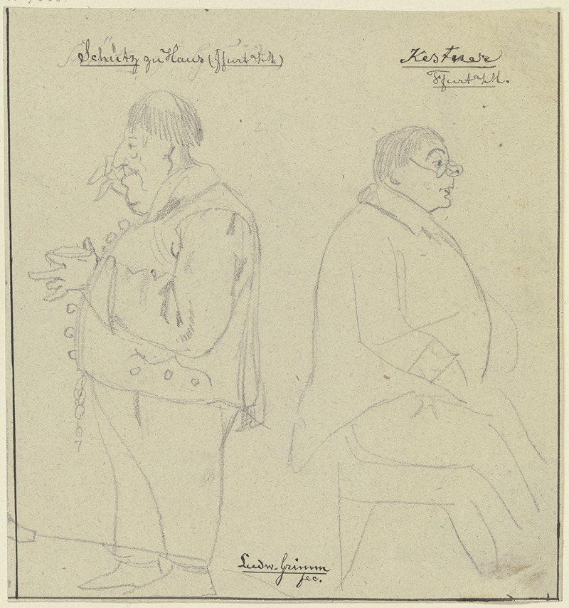 Schütz and Kestner by Людвиг Эмиль Гримм, 1820 — digital art print download