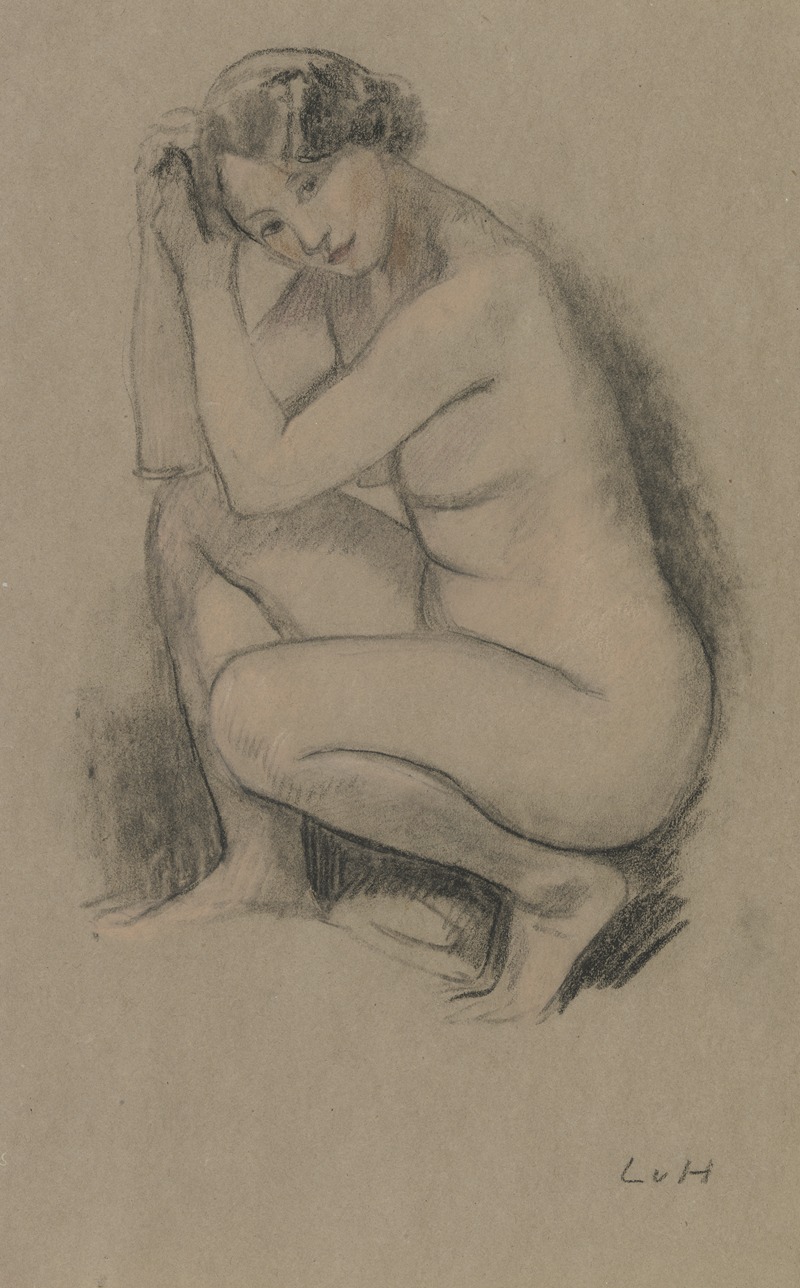 Naked crouching girl — Ludwig von Hofmann
