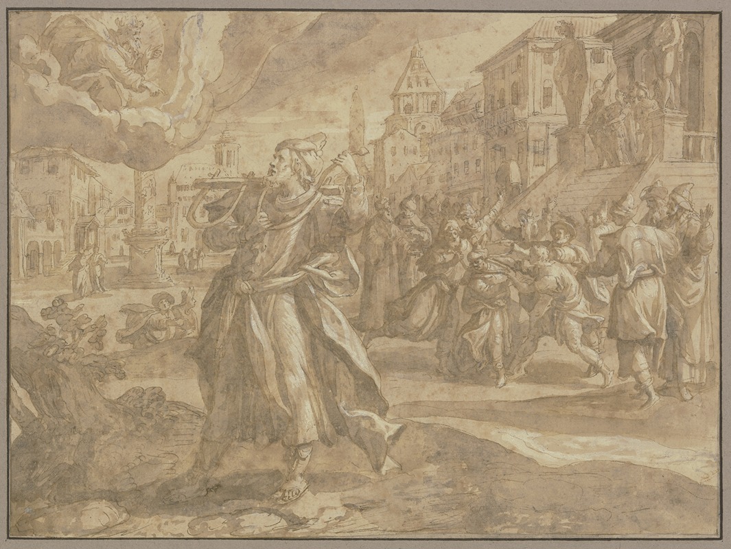 Tumulte auf einem Platz in einer Stadt — Maerten De Vos