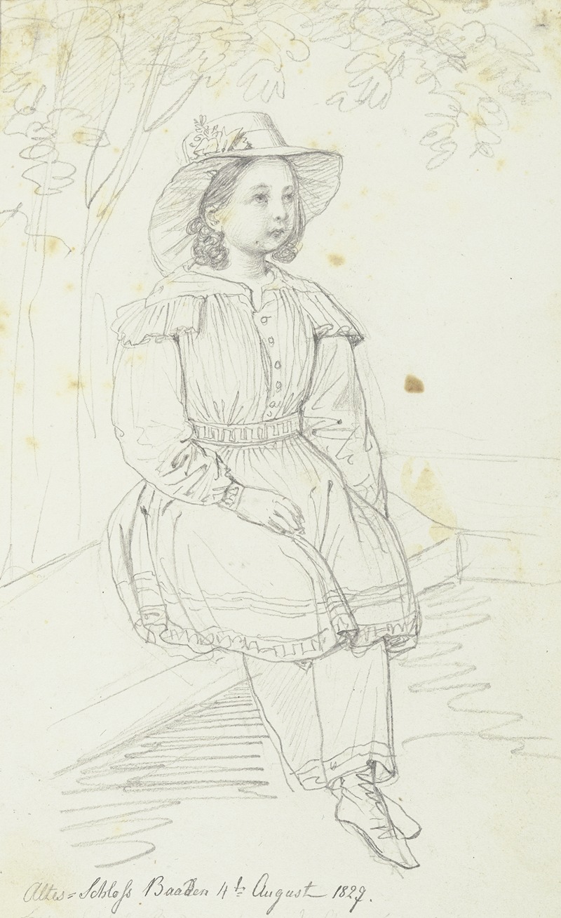 Sitting girl by Мари Элленридер, 1827 — digital art print download