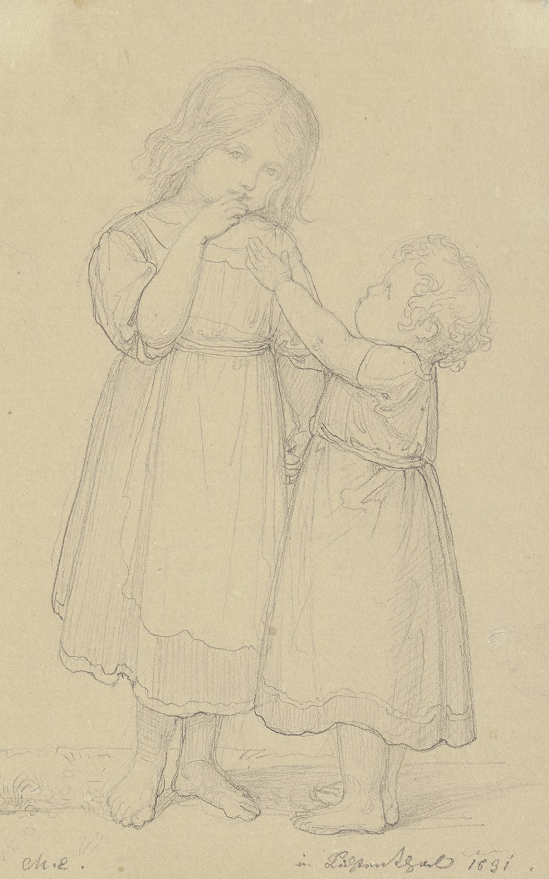 Two small girls by Marie Ellenrieder, 1831 — digital art print download