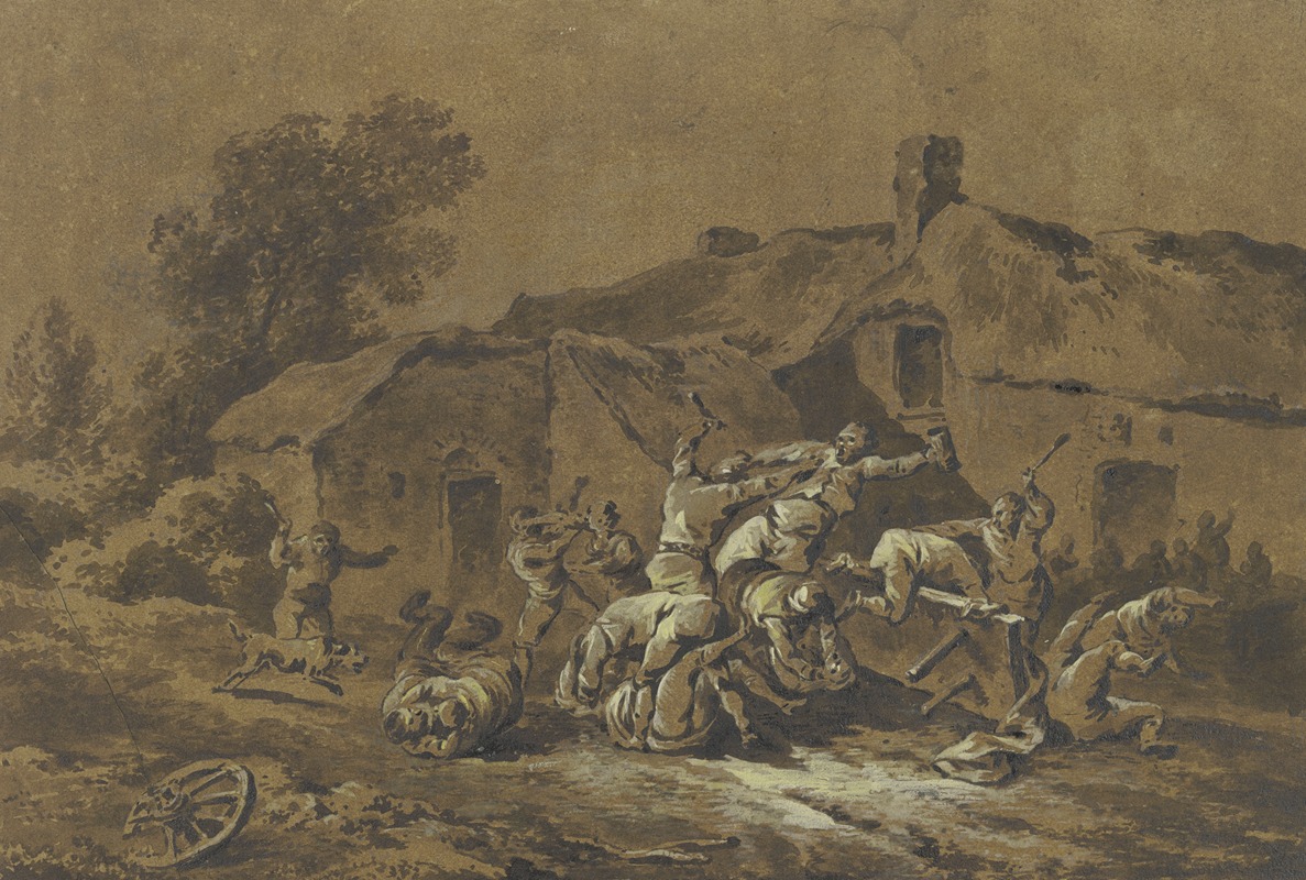 Rauferei vor einer Bauernschenke by Марквард Вохер, 1777 — digital art print download