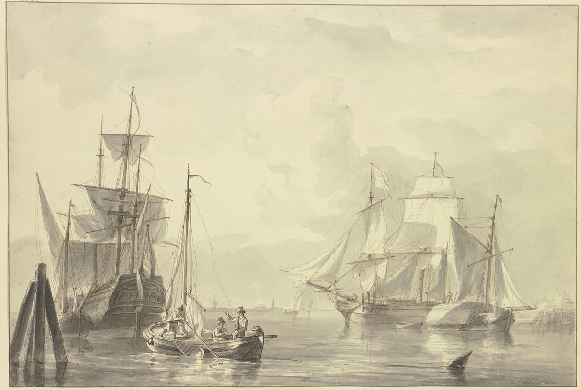 Ships on a Calm Sea by Мартинус Шоуман — digital art print download