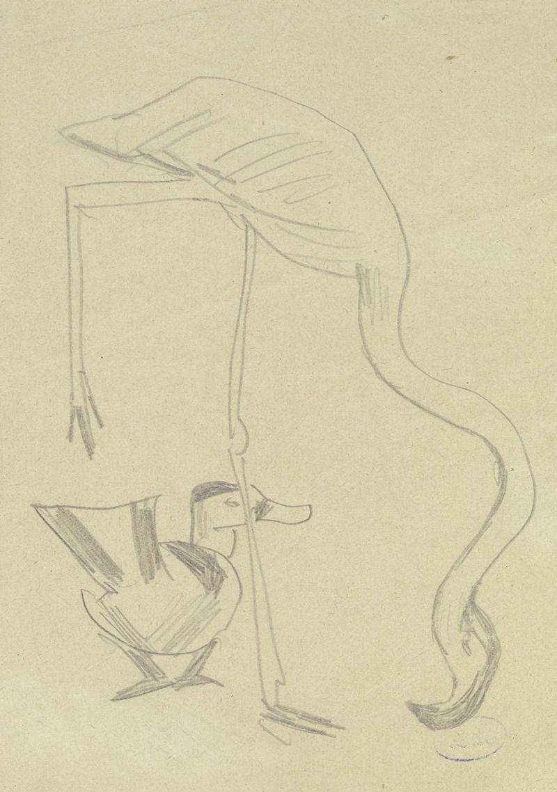 A flamingo and a duck by Макс Бекманн — digital art print download
