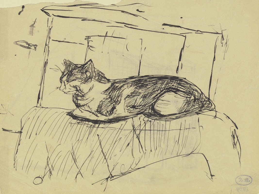 Auf einem Möbelstück liegende Katze by Макс Бекманн, 1915 — digital art print download
