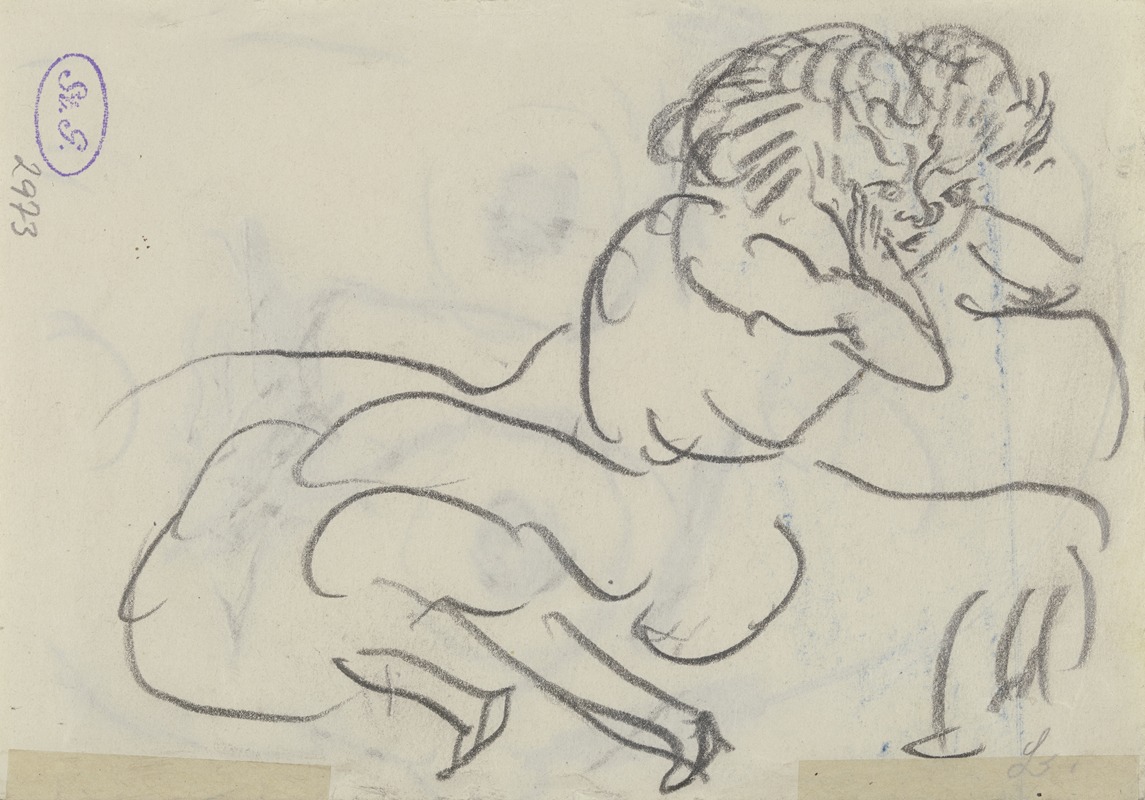 Fridel Battenberg auf dem Sofa sitzend (Karikatur) — Max Beckmann