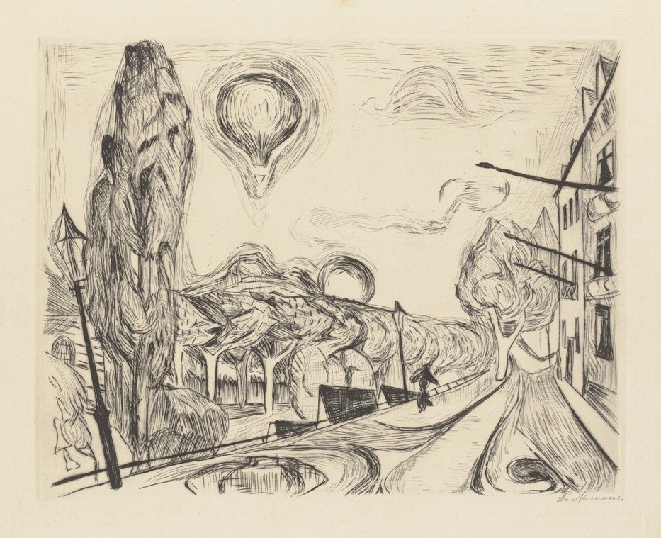 Landscape with Balloon by Макс Бекманн, 1918 — digital art print download