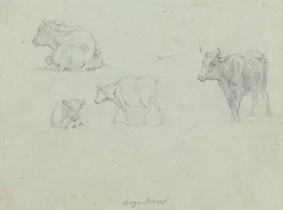 Four cattle by Макс Иосиф Вагенбауэр — digital art print download