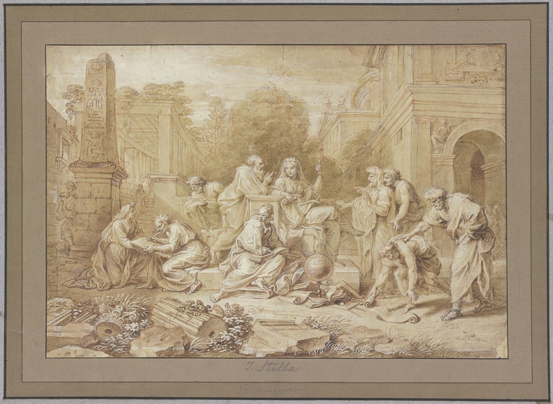 Aspasia im Gespräch mit Philosophen by Michel Corneille the younger — digital art print download