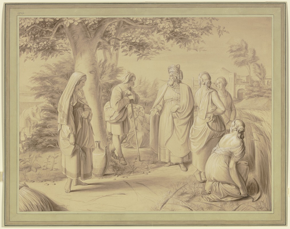 Boas and Ruth by Moritz Daniel Oppenheim, 1832 — digital art print download