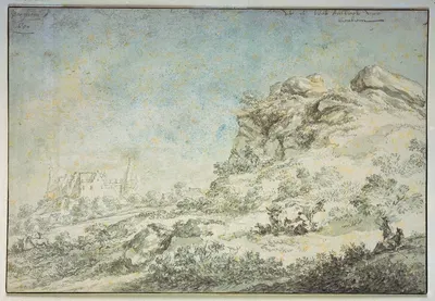 View of Bentheim Castle by Nicolaes Pietersz. Berchem, 1650 — digital art print download