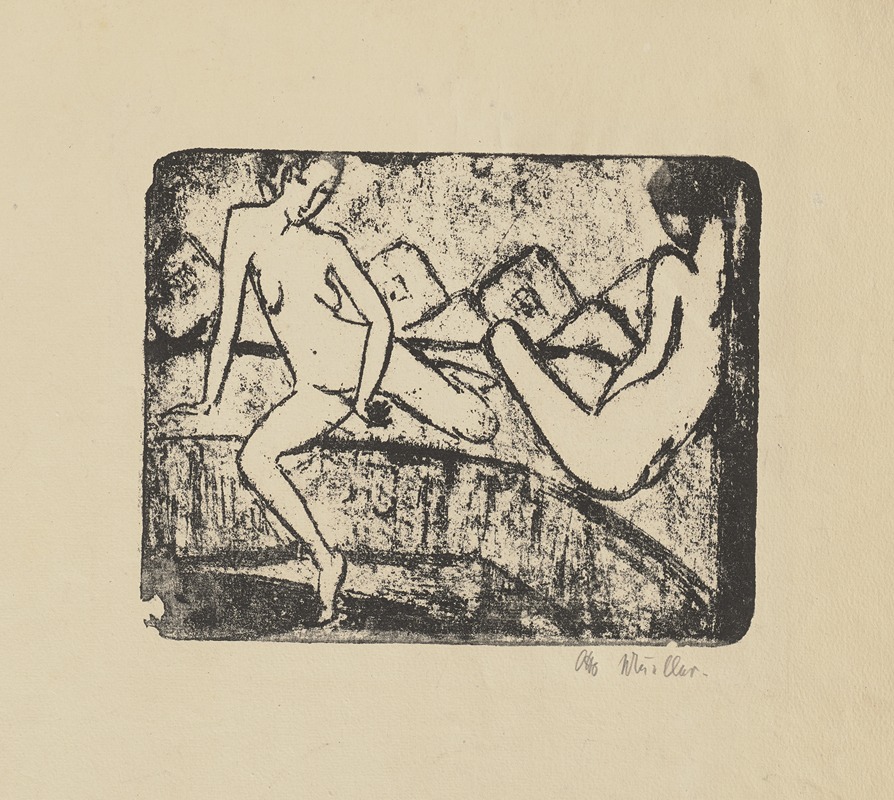 Zwei auf dem Sofa sitzende Mädchen by Отто Мюллер, 1912 – 1914 — digital art print download