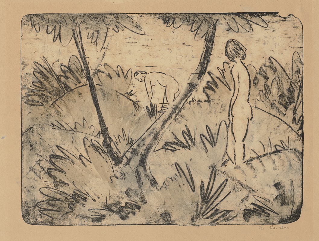 Zwei Mädchen mit gegabeltem Baum by Отто Мюллер, 1914 – 1918 — digital art print download