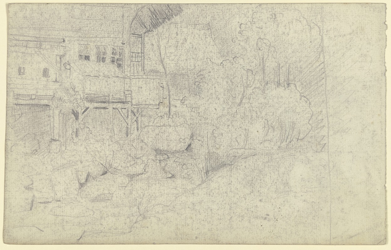 Farmstead at a riverbed by Отто Шольдерер — digital art print download