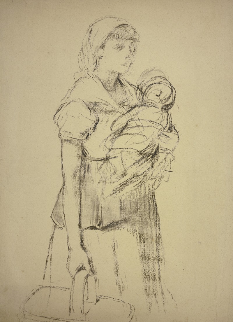 Farmwoman with child — Otto Scholderer