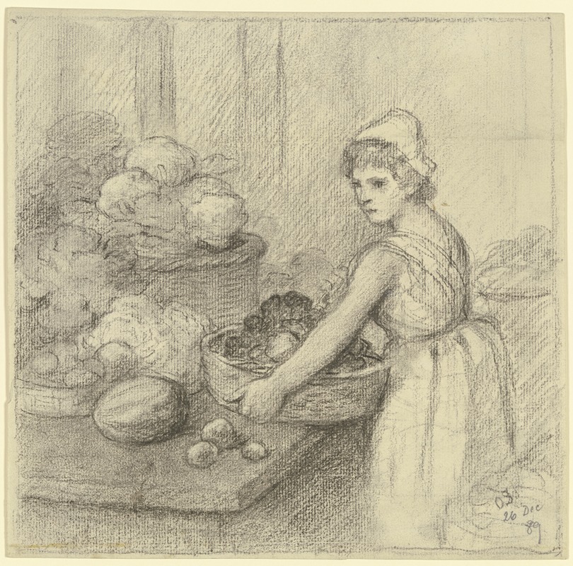 Gemüseverkäuferin by Otto Scholderer, 1889 — digital art print download