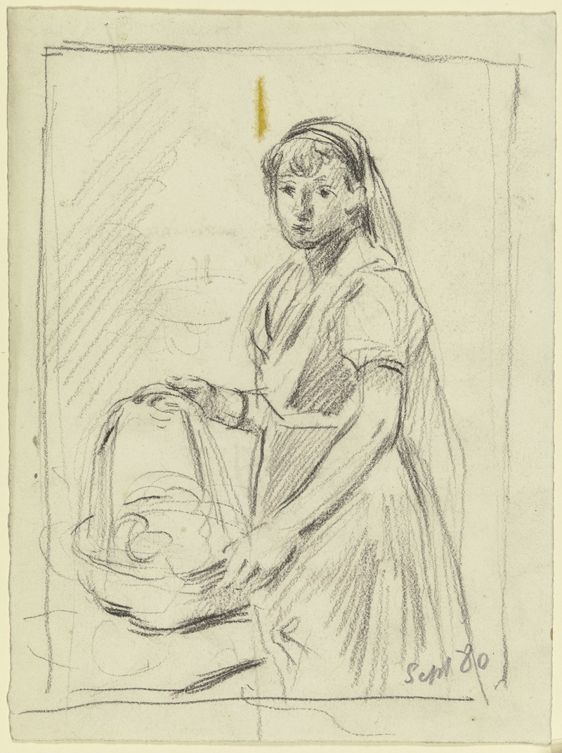 Girl with a basket by Отто Шольдерер, 1880 — digital art print download