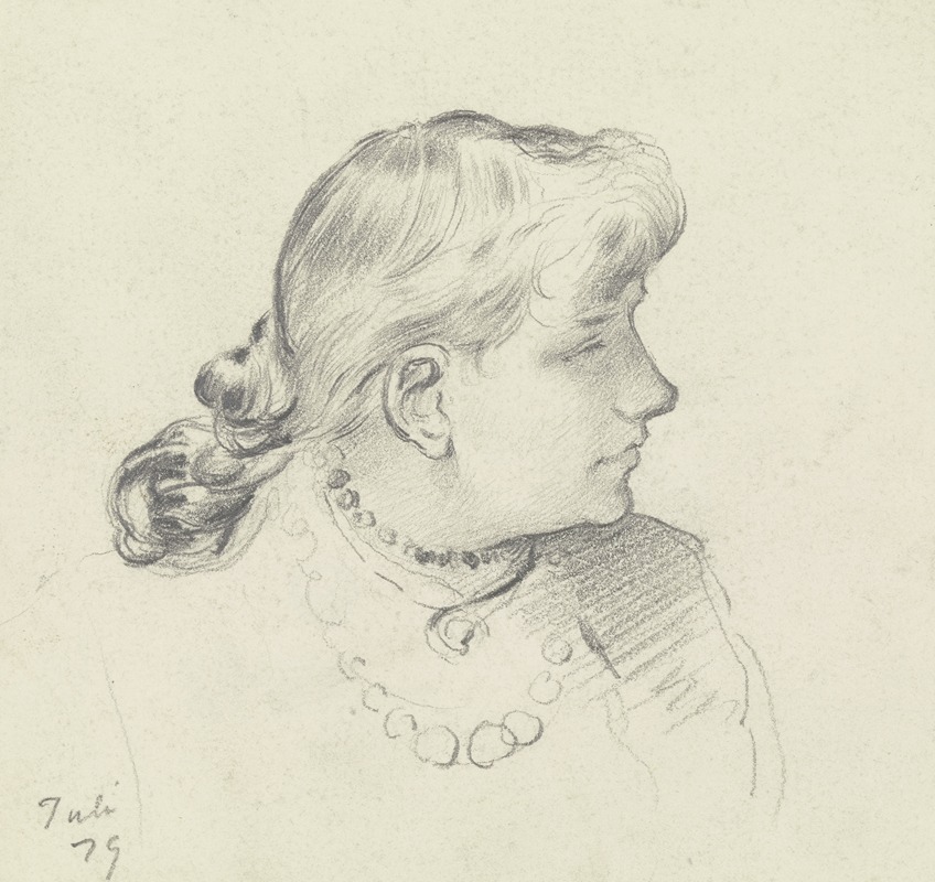 Girl's head in the profile — Otto Scholderer