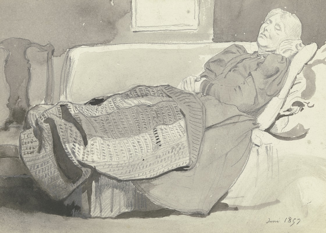 Luise Scholderer auf dem Sofa schlafend by Отто Шольдерер, 1897 — digital art print download
