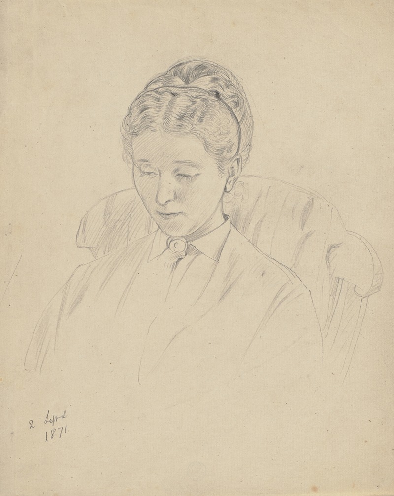 Luise Scholderer, im Lehnstuhl sitzend by Отто Шольдерер, 1871 — digital art print download