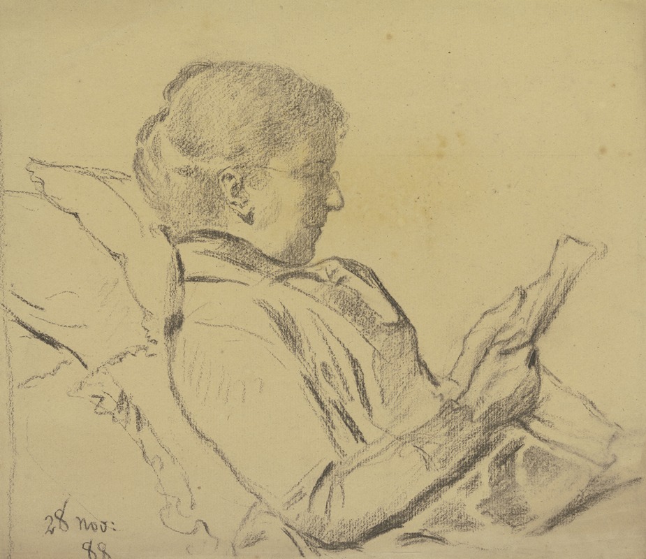 Luise Scholderer, Zeitung lesend by Отто Шольдерер, 1888 — digital art print download