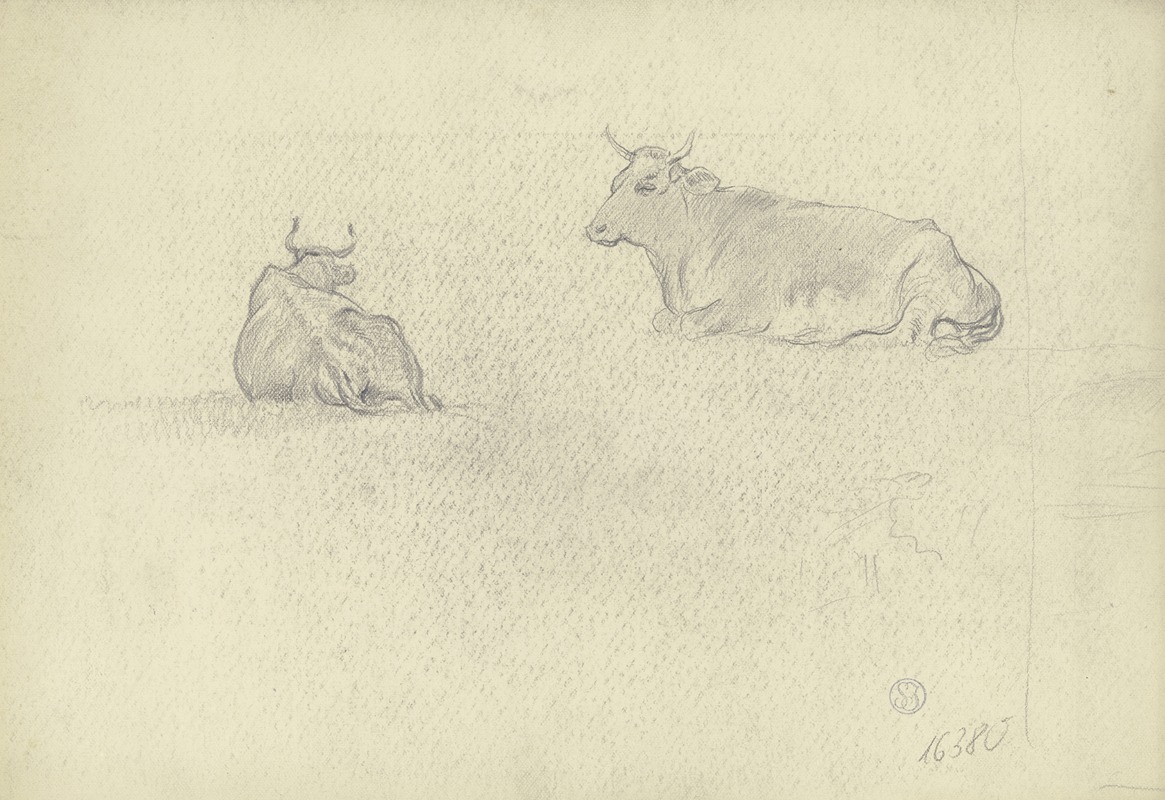 Resting cows by Отто Шольдерер — digital art print download