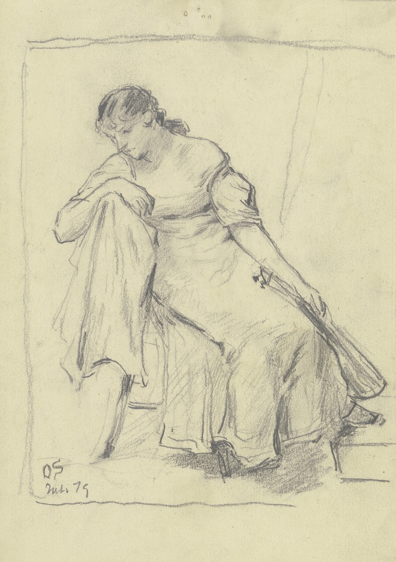 Sitzende Frau mit Mandoline by Отто Шольдерер, 1879 — digital art print download