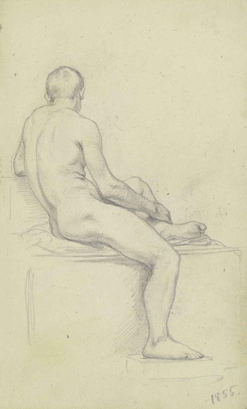 Sitzender männlicher Rückenakt by Отто Шольдерер, 1855 — digital art print download