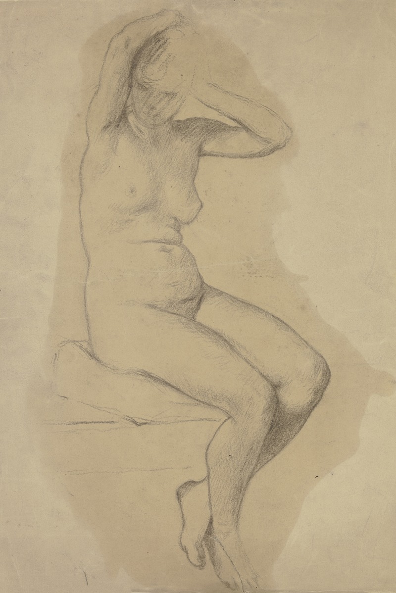 Sitzender weiblicher Akt (Quellnymphe) — Otto Scholderer