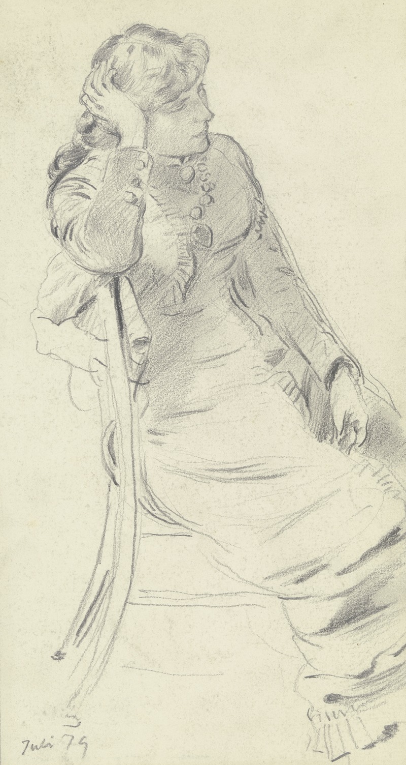Sitzendes Mädchen in Seitenansicht by Отто Шольдерер, 1879 — digital art print download