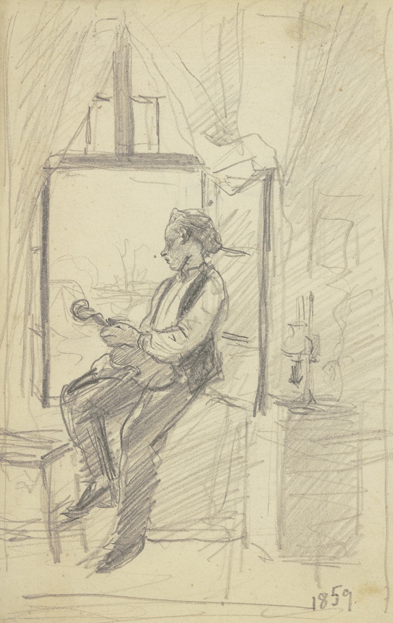 The violinist at the window by Отто Шольдерер, 1859 — digital art print download