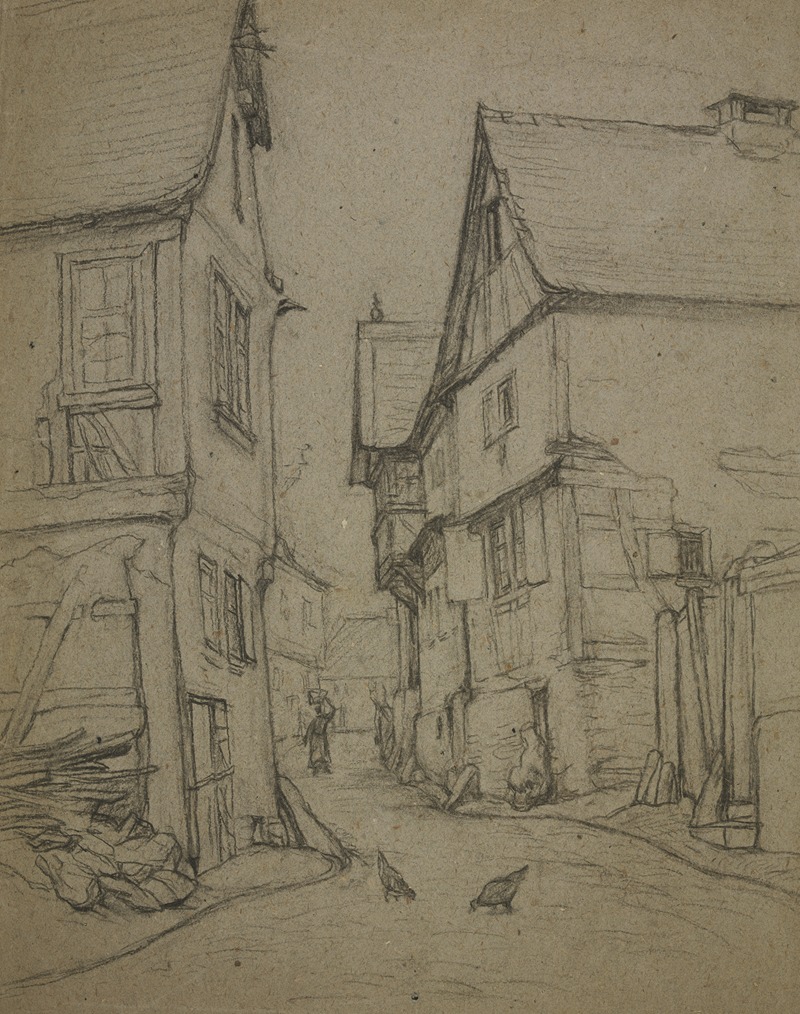 Village road in Kronberg — Otto Scholderer