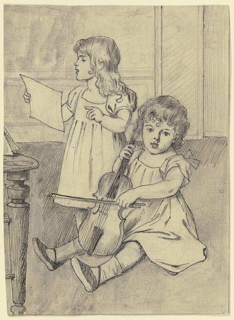Zwei musizierende Kinder by Отто Шольдерер — digital art print download