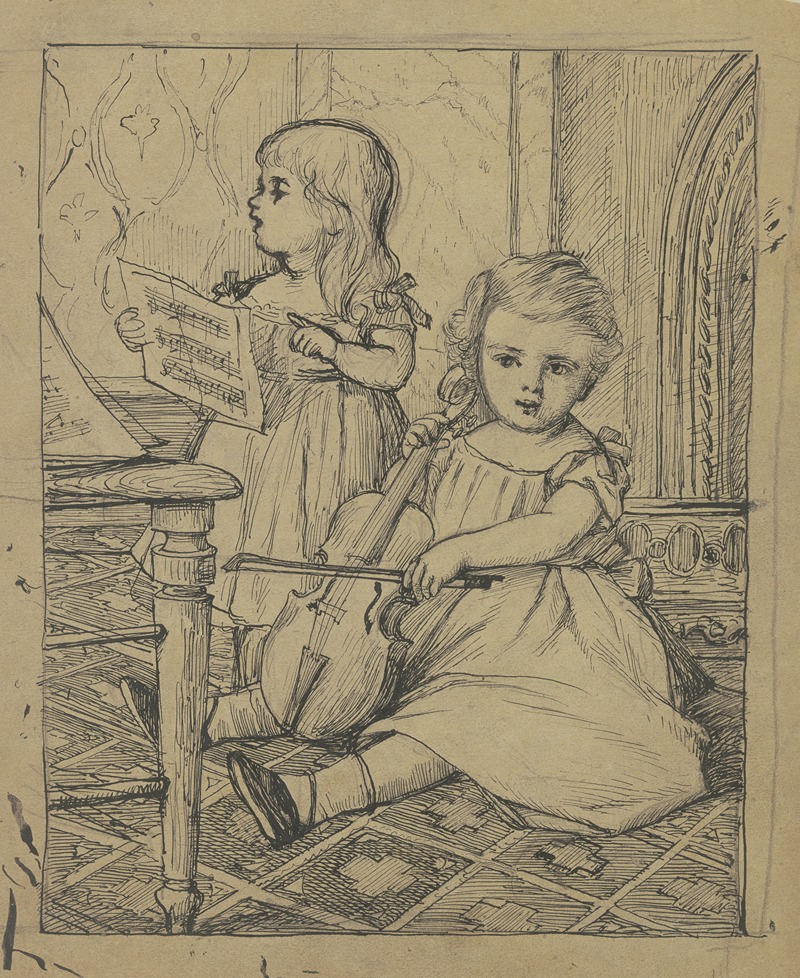 Zwei musizierende Kinder by Отто Шольдерер — digital art print download
