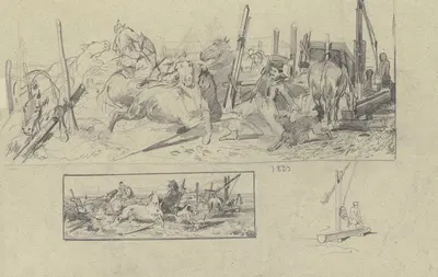 Ungarische Pferdehirten treiben ihre Tiere zusammen by Отто фон Фабер дю Фур, 1873 — digital art print download