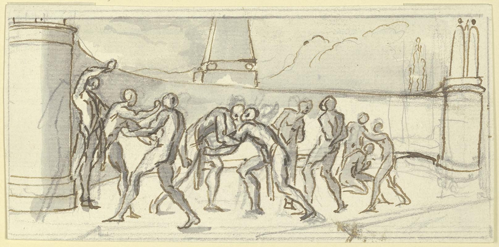 Wrestler and boxer by Paul Egell, 1748 — digital art print download