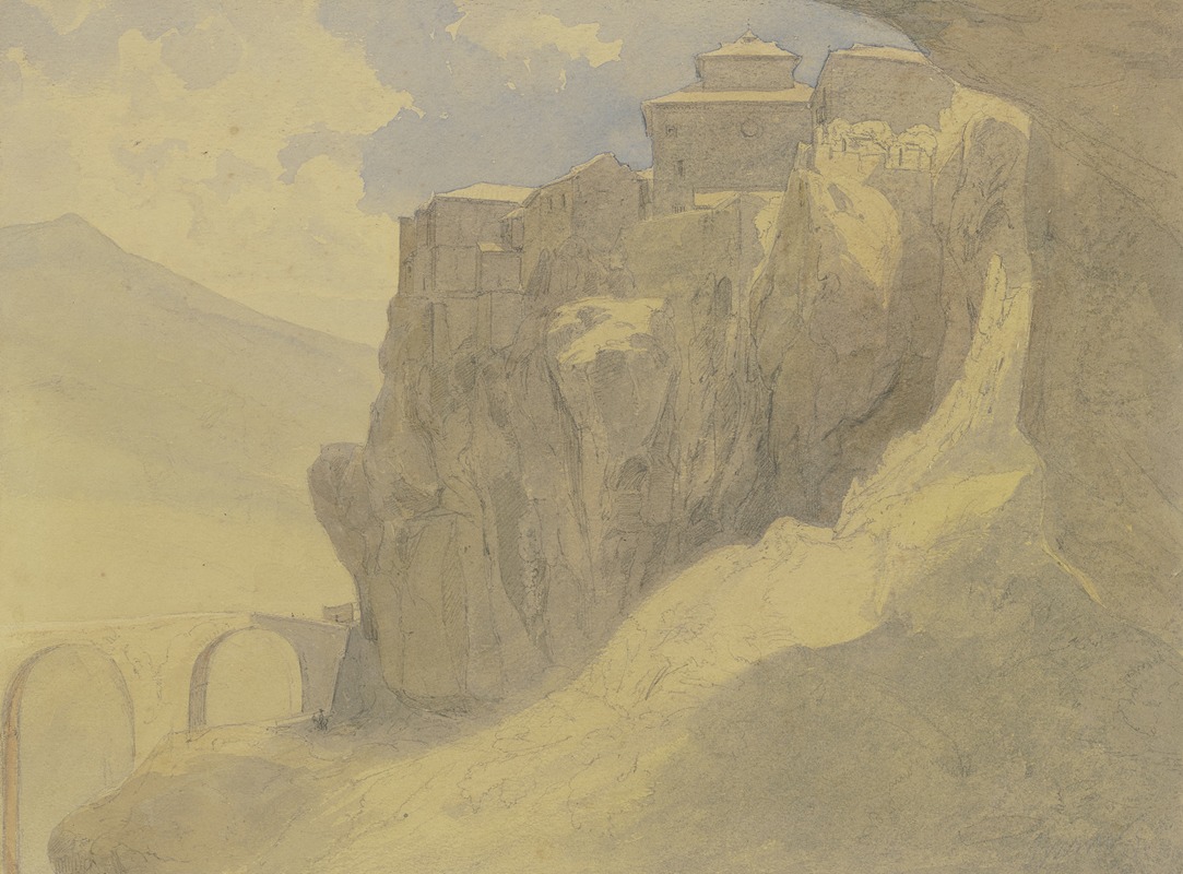 Spanische Landschaft, Dorf auf Felsen — Peter Burnitz