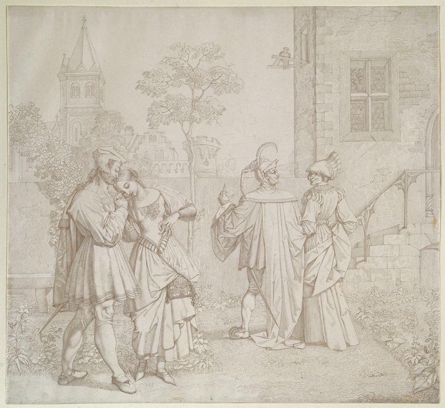 Der Spaziergang im Garten by Петер фон Корнелиус, 1810-1811 — digital art print download