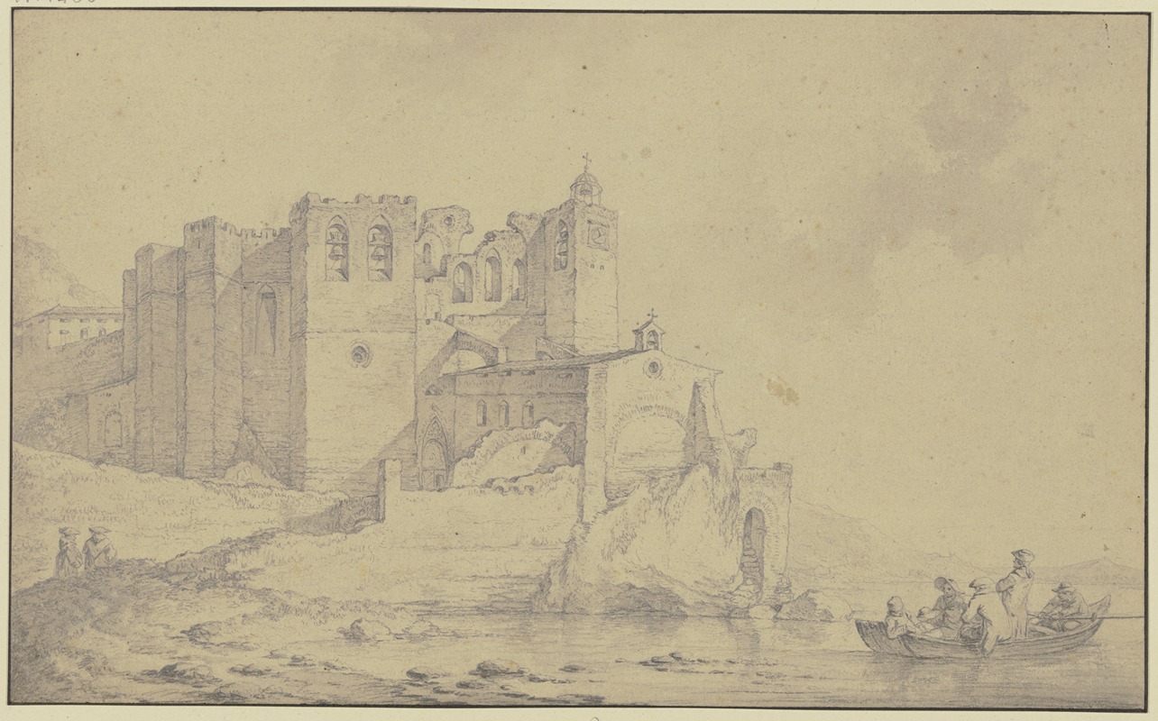 Blick auf ein altes Schloss an der Rhône — Филип Джеймс де Лутербург