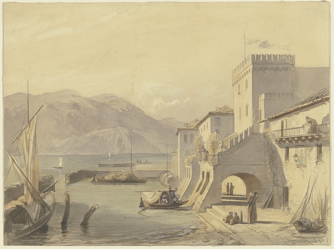 Upper Italian port by Филипп Румпф, 1850 — digital art print download