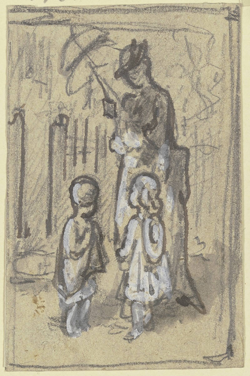 Figurenskizze; Dame und zwei Kinder — Philipp Rumpf