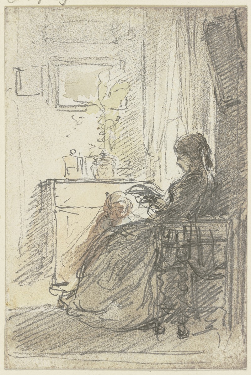 Frau mit einem Buch am Fenster sitzend — Philipp Rumpf