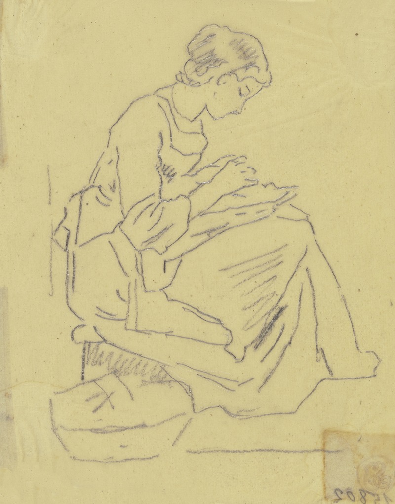 Frau mit Handarbeit by Филипп Румпф — digital art print download