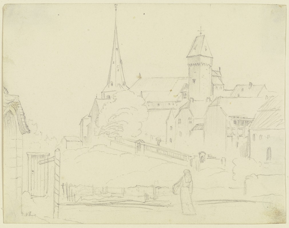 Mittelalterliches Dorf mit Kirche und Stadtturm — Филипп Вайт