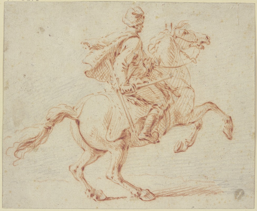 Bewaffneter Reiter nach rechts sprengend — Pieter van Bloemen