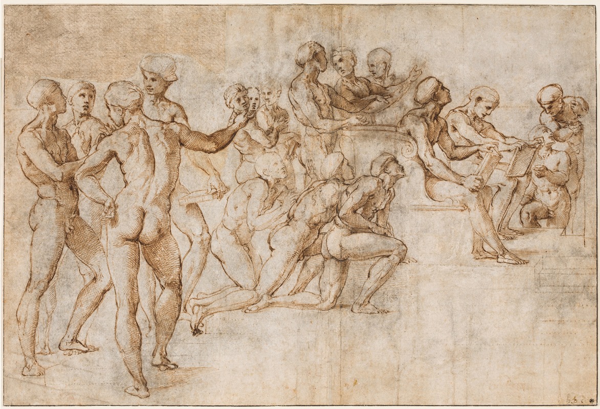 Study for the lower left section of the Disputa by Рафаэль — digital art print download
