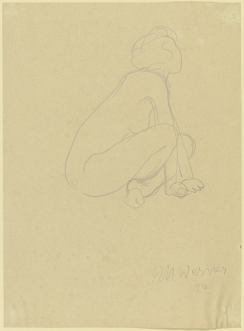 Weiblicher Akt, am Boden sitzend by Richard Martin Werner, 1929 — digital art print download